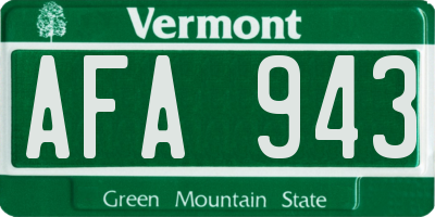 VT license plate AFA943