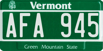 VT license plate AFA945