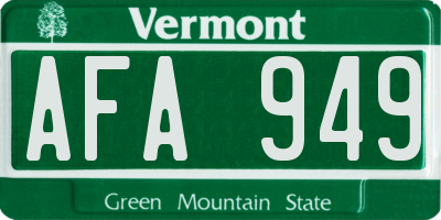 VT license plate AFA949