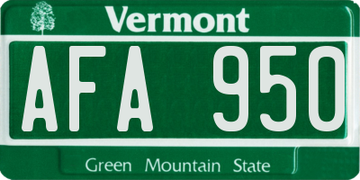 VT license plate AFA950