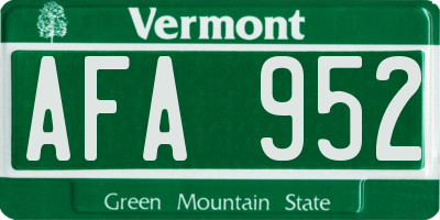 VT license plate AFA952