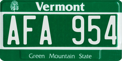 VT license plate AFA954