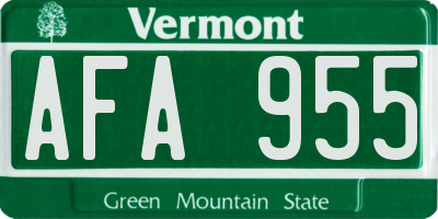 VT license plate AFA955