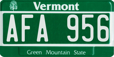 VT license plate AFA956