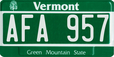 VT license plate AFA957