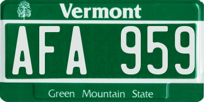 VT license plate AFA959