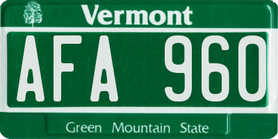 VT license plate AFA960
