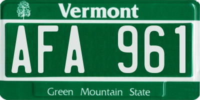 VT license plate AFA961