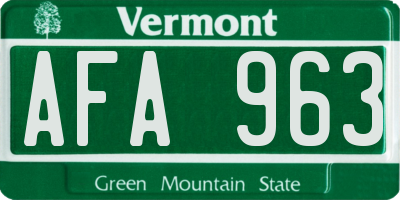 VT license plate AFA963