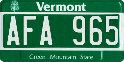 VT license plate AFA965