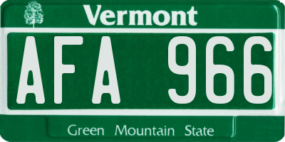 VT license plate AFA966