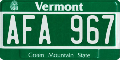 VT license plate AFA967