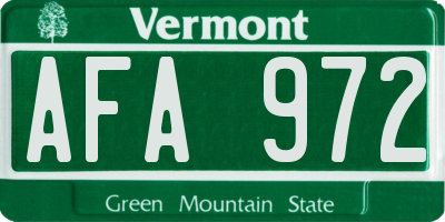 VT license plate AFA972