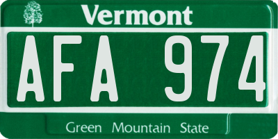 VT license plate AFA974