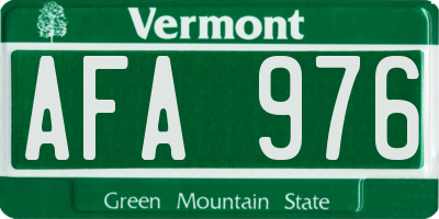 VT license plate AFA976