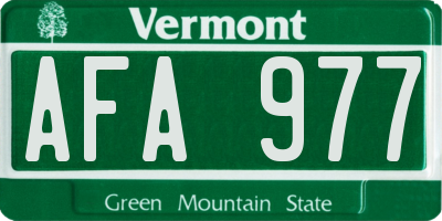 VT license plate AFA977