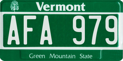 VT license plate AFA979