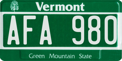 VT license plate AFA980