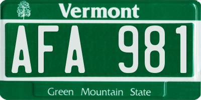 VT license plate AFA981