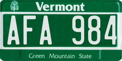 VT license plate AFA984