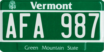 VT license plate AFA987