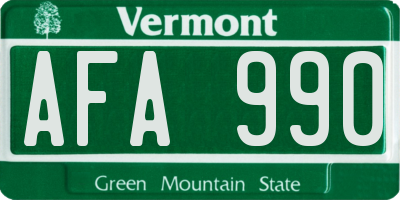 VT license plate AFA990