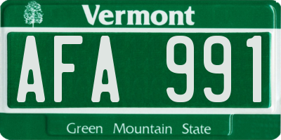 VT license plate AFA991
