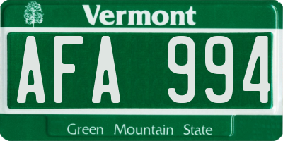 VT license plate AFA994