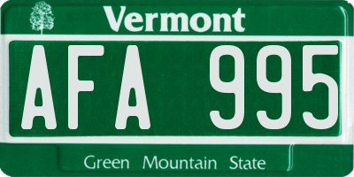 VT license plate AFA995