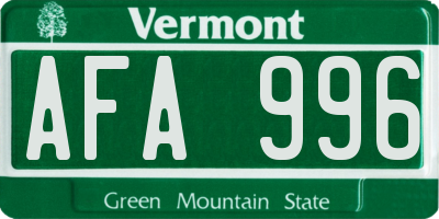 VT license plate AFA996