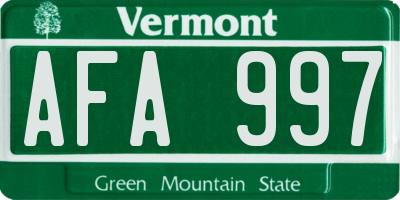 VT license plate AFA997