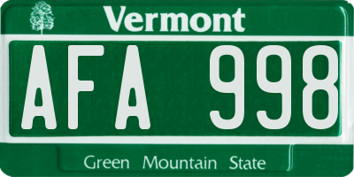 VT license plate AFA998