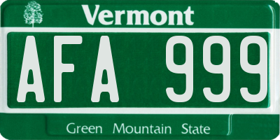 VT license plate AFA999
