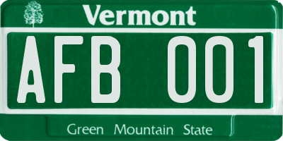 VT license plate AFB001