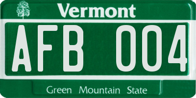 VT license plate AFB004