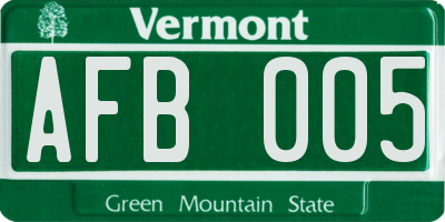 VT license plate AFB005