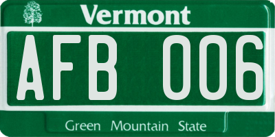 VT license plate AFB006