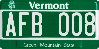 VT license plate AFB008