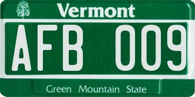 VT license plate AFB009