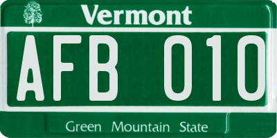 VT license plate AFB010