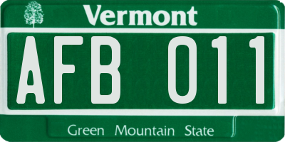 VT license plate AFB011