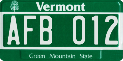 VT license plate AFB012