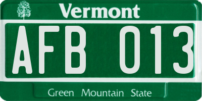 VT license plate AFB013