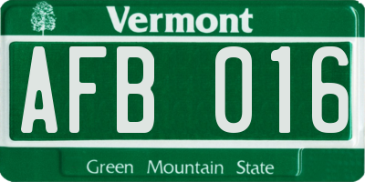 VT license plate AFB016
