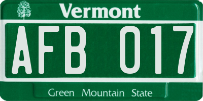 VT license plate AFB017