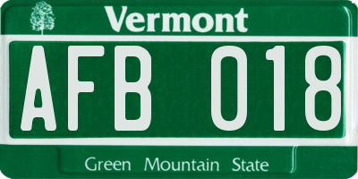 VT license plate AFB018