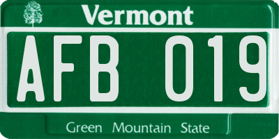 VT license plate AFB019