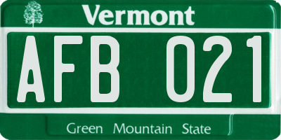 VT license plate AFB021