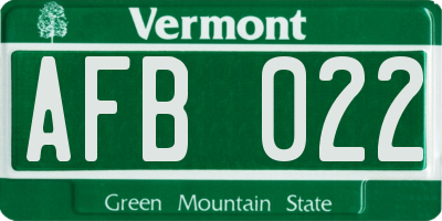 VT license plate AFB022