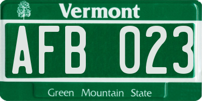 VT license plate AFB023